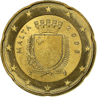 Malte, 20 Euro Cent, The Arms Of Malta, 2008, SUP, Or Nordique - Malte