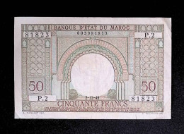 Billet, Banque D'état Du MAROC, Cinquante, 50 Francs, 2-12-49, 1949, 2 Scans - Marokko