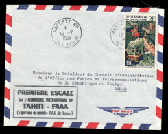 Polynésie - YV PA 3 Sur Lettre " Premiere Escale à Tahiti De La Ligne Tour Du Monde T.A.I. Air France " , Gauguin - Brieven En Documenten