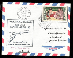 Polynésie - YV PA 2 Sur Lettre " Vol Inaugural Sans Escale Papeete Auckland , Clipper Pan American " , Gauguin - Brieven En Documenten