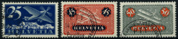 SCHWEIZ BUNDESPOST 180,183/4z O, 1937, 25 Und 45 C. Flugpost, Gestrichenes Faserpapier, 3 Prachtwerte, Mi. 115.- - Used Stamps