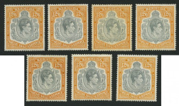 BERMUDA-INSELN 115 *, 1938-47, 12 Sh. 6 P., Gezähnt 14, 7 Werte In Nuancen, Falzreste, Fast Nur Prachterhaltung - Bermudes