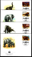 UGANDA - THÈME ÉLÉPHANT - SÉRIE COMPLÈTE - FDC 4 ENVELOPPES -  - Elephants