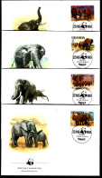 UGANDA - THÈME ÉLÉPHANT - SÉRIE COMPLÈTE - FDC 4 ENVELOPPES -  - Eléphants