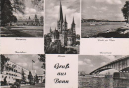 6717 - Bonn - Universität, Bundeshaus, Münster, Partie Am Rhein, Rheinbrücke - 1959 - Bonn
