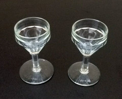 2 Verres à Pied Bistrot Verre Transparent à Facettes - Gläser