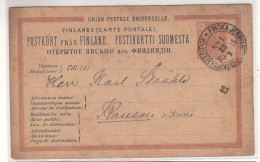 Finlande - Carte Postale De 1884 - Entier Postal - Oblit Finska Jernvage.... - Oblitération Train  ? - - Lettres & Documents