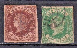 ESPAÑA SPAGNA ISABEL II - 1862 Edifil 58 + 62 - Used Stamps