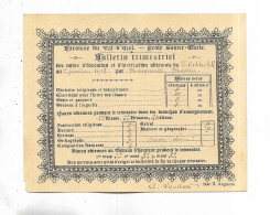 88 - Bulletin Scolaire, Trimestriel 1913, Paroisse Du VAL-d' AJOL, école Sainte-Marie - Diploma & School Reports