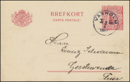 Postkarte P 30 BREFKORT 10 Öre Druckdatum 413, VAXKOLM 3.6.17 - Entiers Postaux