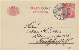 Postkarte P 34 BREVKORT König Gustav Druckdatum 214, STOCKHOLM 1.7.1915 - Entiers Postaux