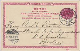 Postkarte P 25 SVERIGE-SUEDE 10 Öre Mit DV 907, GÖTEBORG 19.2.1908 Nach BERLIN - Ganzsachen