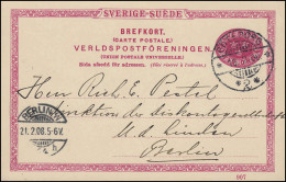 Postkarte P 25 SVERIGE-SUEDE 10 Öre Mit DV 907, GÖTEBORG 19.2.1908 Nach BERLIN - Postal Stationery