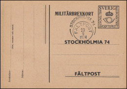 Militärpost MILITÄRBREVKORT Ausstellung STOKHOLMIA'74, SSt FÄLTPOST 29.9.1974 - Ganzsachen