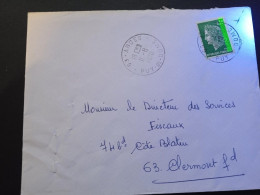 1611b  Marianne De Cheffer Sur Lettre Du 11/08/1970, Puy De Dôme. 1 Bande Phospho - 1967-1970 Marianne Of Cheffer