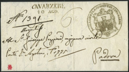 VORPHILA 1847, CAVARZERE, L2 Auf Dekorativem Brief Mit Inhalt Und Dienstsiegel Nach Padova, Pracht - ...-1850 Voorfilatelie