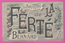 D72 - SOUVENIR DE LA FERTÉ BERNARD - Clichés Dans Les Lettres FERTÉ - Fleurs - Ruban Rose  - La Ferte Bernard