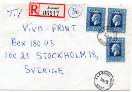 76555 - Norwegen - 1974 - 3@1,50Kr Olaf A R-Bf ALESUND -> Schweden - Cartas & Documentos