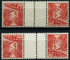 ZUSAMMENDRUCKE KZ 11yC,zC **, 1937, Landschaften Kehrdrucke 20 + Z + 20, Beide Gummierungen, Zwischensteg Senkrecht Gezä - Se-Tenant
