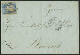 SCHWEIZ BUNDESPOST 14IIAym BRIEF, 1855, 10 Rp. Blau, Berner Druck I, (Zst. 23Ba), Vollrandig Auf Brief Von St. Gallen Na - Storia Postale