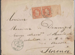 CàD BLEU Pour FLORENCE Au MINISTRE Du ROI De BAVIERE Paire N°31 BdF SUPERBE Signé CALVES - 1863-1870 Napoleone III Con Gli Allori