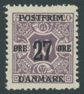 DÄNEMARK 88X *, 1918, 27 Ø Auf 10 Ø Lila, Wz. 1Z, Falzrest, Pracht, Mi. 125.- - Other & Unclassified