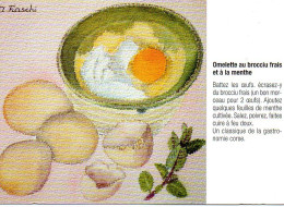 Recette Corse - OMELETTE AU BROCCIU FRAIS ET A LA MENTHE - Annick Fiaschi - Nature Morte, Aquarelle - Recettes (cuisine)