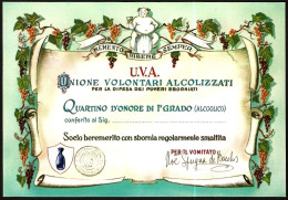 ITALIA - U.V.A. UNIONE VOLONTARI ALCOLIZZATI - QUARTINO D'ONORE DI 1° GRADO (ALCOOLICO) - NUOVA - I - Humour