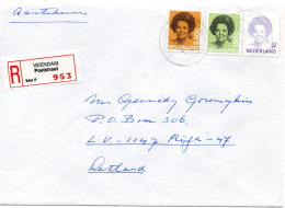 76557 - Niederlande - 1994 - 7,50G Beatrix MiF A R-Bf VEENDAM -> RIGA (Lettland) - Briefe U. Dokumente