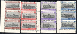 2796. EGYPT 1933 RAILROAD CONGRESS,TRAINS # 168-171 MNH STRIPS, VERY FINE AND FRESH - Nuevos