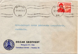 76558 - Norwegen - 1947 - 25o. Postjubilaeum EF A Bf OSLO -> Schweden - Cartas & Documentos
