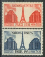 FRANCE. - 1951 - 6th SESSION OF UN, PARIS STAMP, # 911/12, UMM (**). - Unused Stamps