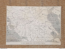 Carta Geografica O Mappa Nel 1880 Frontiera Greca Epiro E Tessaglia - Cartes Géographiques