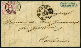 THURN Und TAXIS 22IA BRIEF, 1861, 6 Kr. Dkl`rosarot, Zweiseitig Leicht Berührtes Prachtstück Auf Brief Von Mainz Nach Ca - Storia Postale