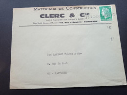 1611 Marianne De Cheffer Sur Lettre Avec Annulation D'arrivée 33 BORDEAUX GARE - 1967-1970 Marianne Of Cheffer