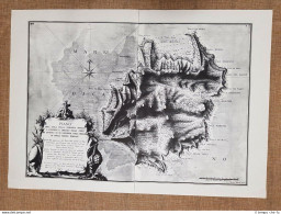 Piano Dell'Isola Della Gorgona Granducato Di Toscana Od. Warren 1749 Ristampa - Cartes Géographiques