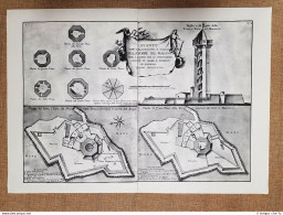 Pianta E Sezione Torre Del Marzocco Granducato Di Toscana Warren 1749 Ristampa - Landkarten