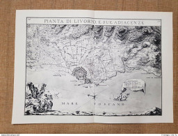 Pianta Di Livorno E Adiacenze Granducato Di Toscana Odoardo Warren 1749 Ristampa - Carte Geographique