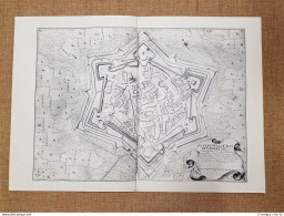 Pianta Della Città Di Grosseto Granducato Toscana Odoar. Warren 1749 Ristampa - Cartes Géographiques