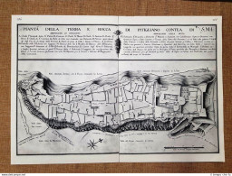 Pianta Fortezza Contea Di Pitigliano Granducato Di Toscana Warren 1749 Ristampa - Geographical Maps