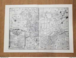 Pianta Della Città Di Arezzo Granducato Toscana Odoardo Warren 1749 Ristampa - Carte Geographique