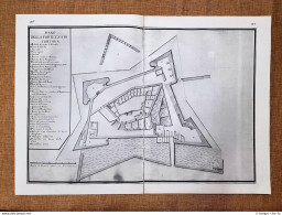 Pianta Della Fortezza Di Cortona Granducato Toscana Odoardo Warren 1749 Ristampa - Landkarten