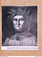 Francesco Petrarca Arezzo 1304 Arquà 1374 Riproduzione Del 1761 Stampa Del 1941 - Sonstige & Ohne Zuordnung