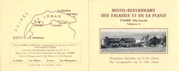 YVOIRE : CARTE De L'HÔTEL RESTAURANT DES FALAISES ET DE LA PLAGE. - Advertising