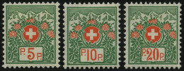 PORTOFREIHEITSMARKEN PF 11-13II *, 1927, Alpenrosen, Ohne Kontrollnummer, Falzreste, Prachtsatz - Franquicia