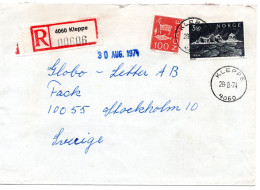 76562 - Norwegen - 1974 - 3,50Kr Landschaft MiF A R-Bf KLEPPE -> Schweden - Cartas & Documentos