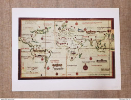 Planisfero Di Lopo Homen Tavola Del 1950 Amerigo Vespucci - Mapas Geográficas