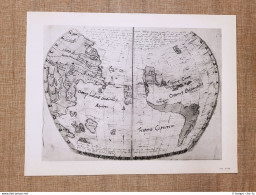 Planisfero O Carta Manoscritta Di Enrico Glareano Tavola Del 1950 A. Vespucci - Mapas Geográficas