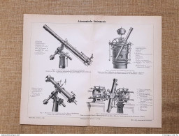 Strumenti Astronomici Cannocchiale Tavola Del 1890 - Ante 1900