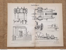 Motori O Motore A Vapore (2) Tavola Del 1890 - Ante 1900